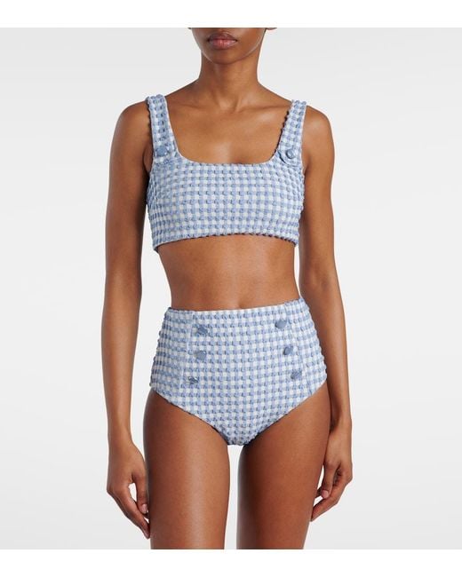 Jonathan Simkhai Blue Ginger Gingham Bikini Bottoms