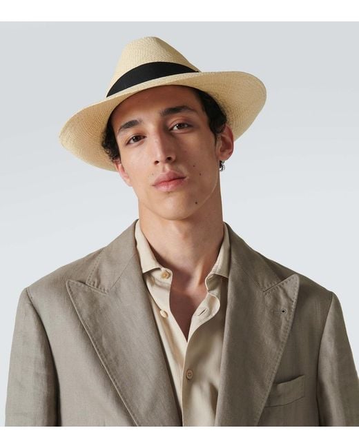 Borsalino White Amedeo Quito Straw Panama Hat for men