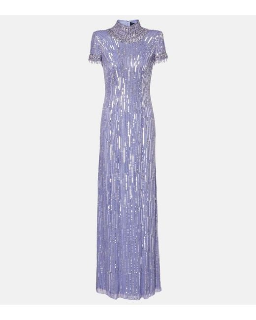 Jenny Packham Purple Madelaine Embellished Gown