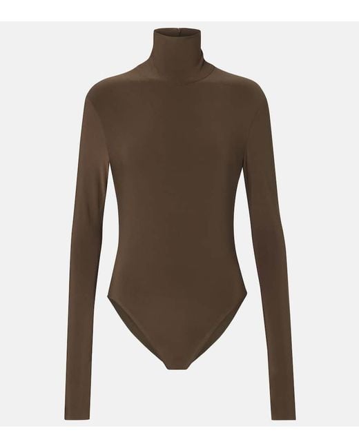 Norma Kamali Brown Turtleneck Bodysuit