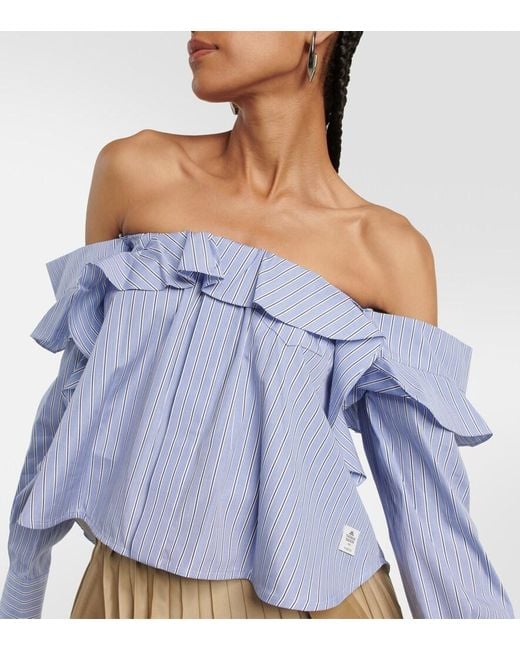 Sacai Blue X Thomas Mason Striped Cotton Shirt