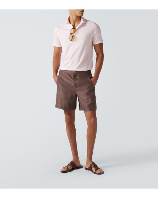Fedeli Pink Cotton Jersey Polo Shirt for men