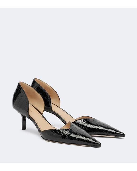Victoria Beckham Black Victoria Angle D'Orsay Croc-Effect Leather Pumps