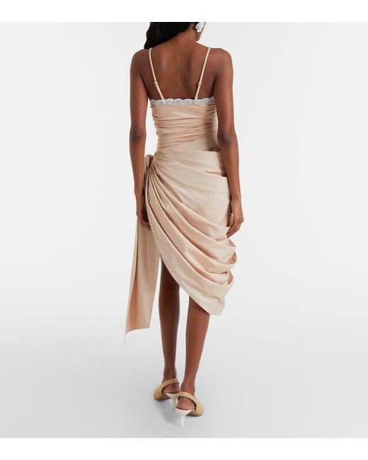 Chloé Natural Bow-Detail Cotton Poplin Midi Skirt