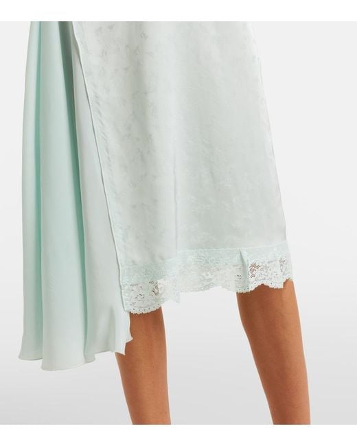 Victoria Beckham White Asymmetric Lace-Trimmed Jacquard Slip Dress