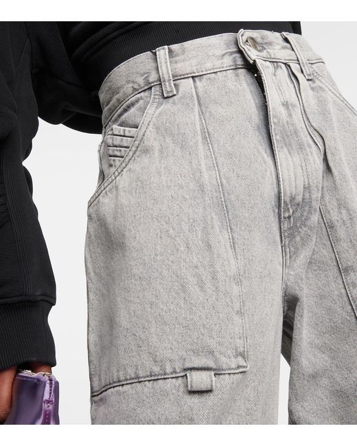 The Attico Gray Effie Mid-Rise Barrel-Leg Jeans