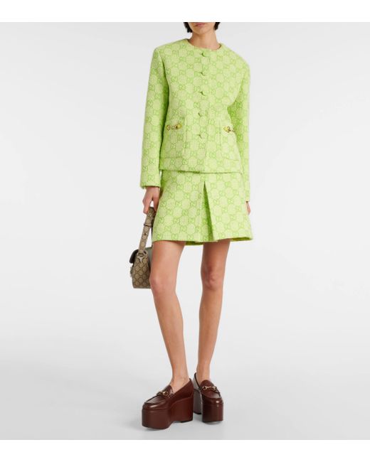 Mini-jupe GG en coton melange Gucci en coloris Green