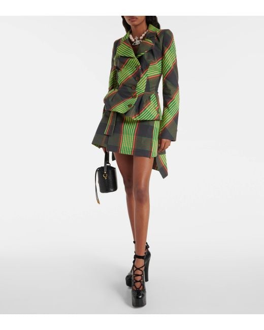 Blazer en coton et lin a carreaux Vivienne Westwood en coloris Green