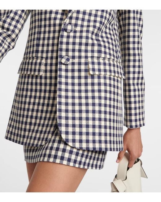AMI Blue Checked Wool And Cotton Blazer