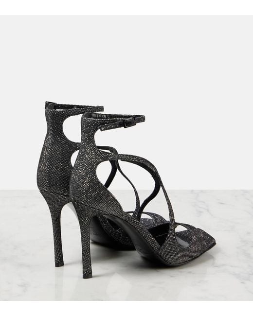 Jimmy Choo Black Azia 95 Glitter Sandals