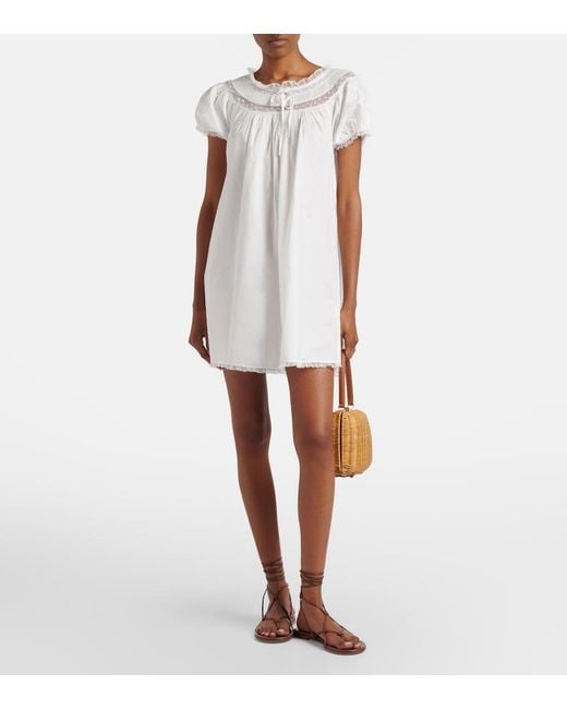 Doen White Daphne Cotton Poplin Minidress