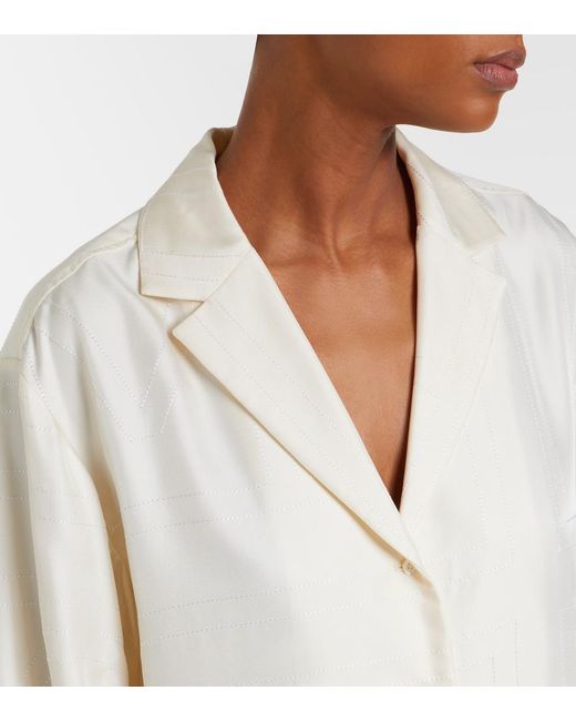 Totême Natural Monogram Silk Satin Pajama Shirt