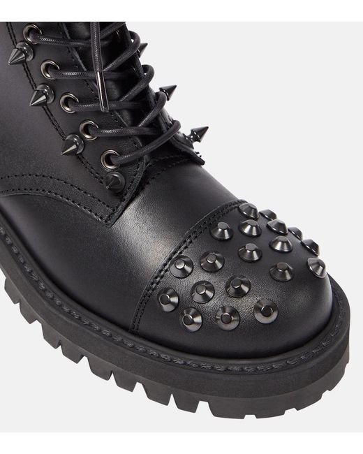 Junya Watanabe Black Embellished Leather Biker Boots