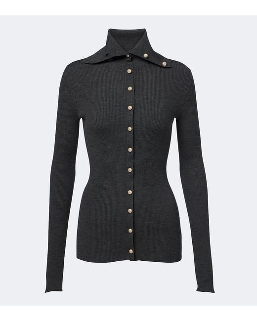 Dolce & Gabbana Black Embellished Ribbed-Knit Wool Cardigan