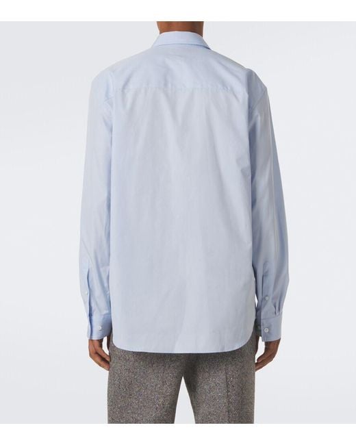 Dries Van Noten Blue Cotton Poplin Shirt With Tie for men