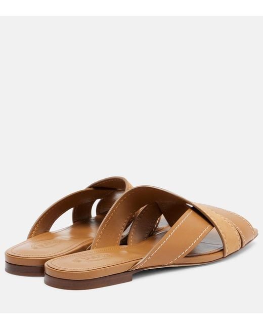 Tod's Brown Leather Slides
