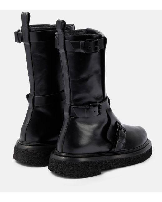 Max Mara Black Buckles Leather Knee-high Boots