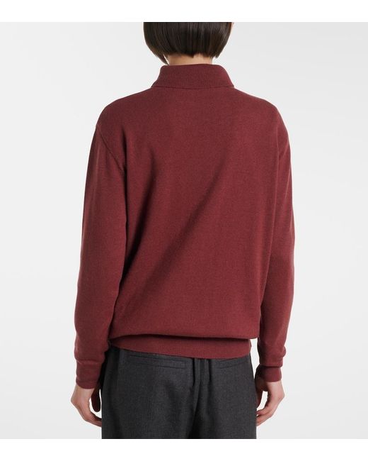 Brunello Cucinelli Red Cashmere Turtleneck Sweater