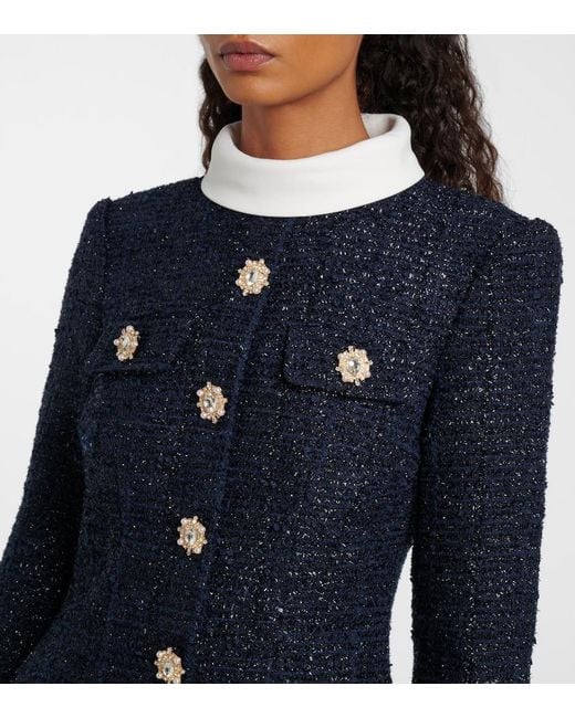 Self-Portrait Blue Boucle Minidress