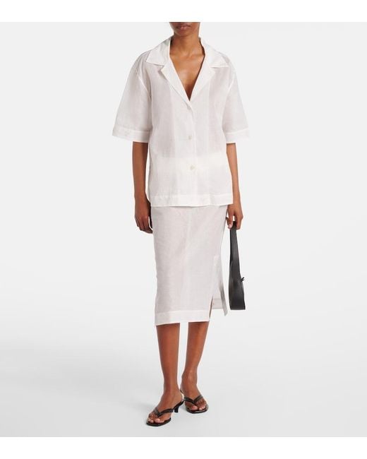 Rohe White Floral Semi-Sheer Organza Pencil Skirt