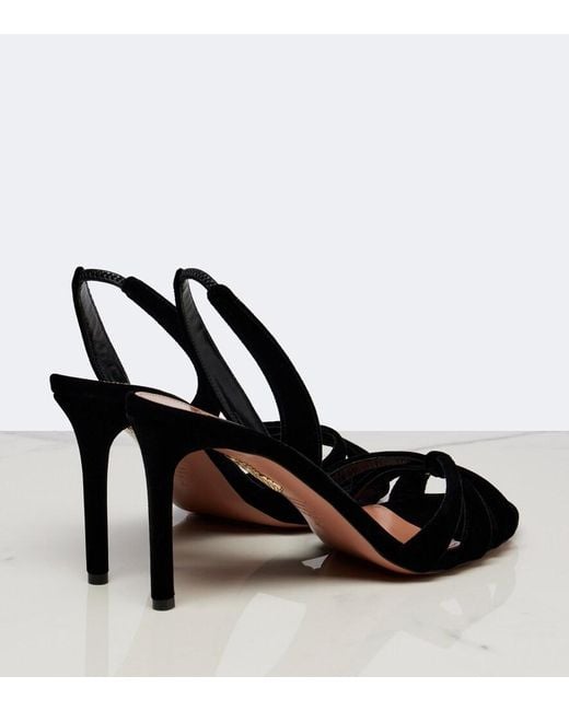 Aquazzura Black Tati Velvet Slingback Sandals