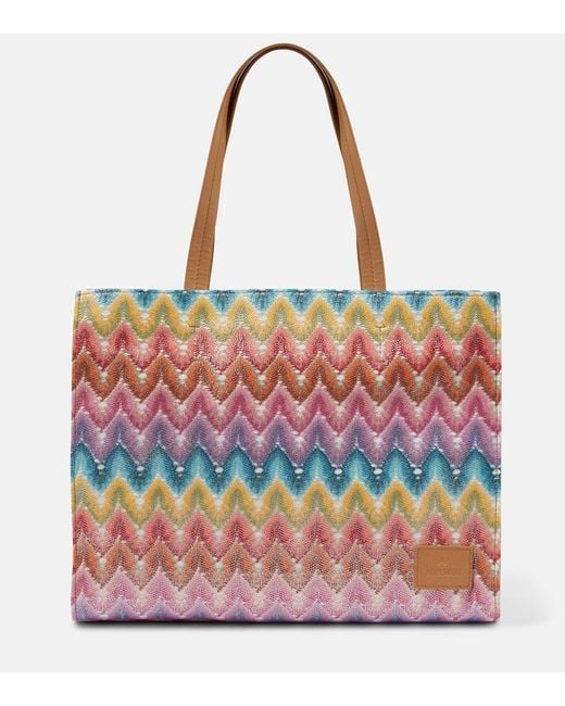 Missoni Red Zigzag Large Canvas Tote Bag