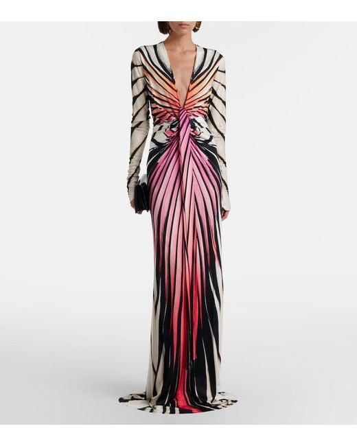 Roberto Cavalli Red Printed Gown