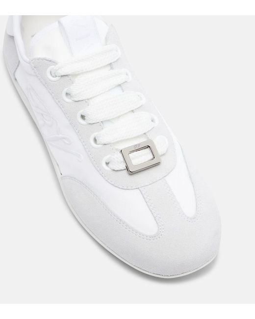 Roger Vivier White Viv Low Suede-Trimmed Sneakers