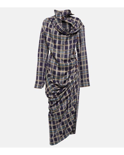 Vestido largo asimétrico con cuello alto Vivienne Westwood de color Gray