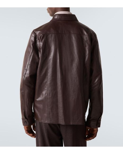 Our Legacy Brown Welding Leather Overshirt for men