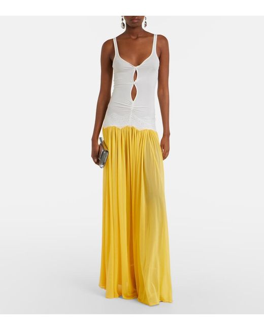 Christopher Esber Metallic Verner Cutout Lace-Trimmed Jersey Maxi Dress