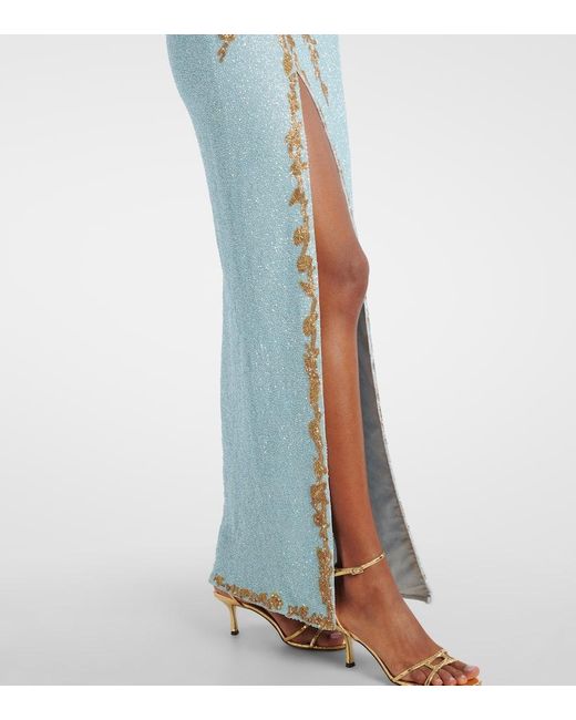 Clio Peppiatt Blue Asterias Embellished Gown