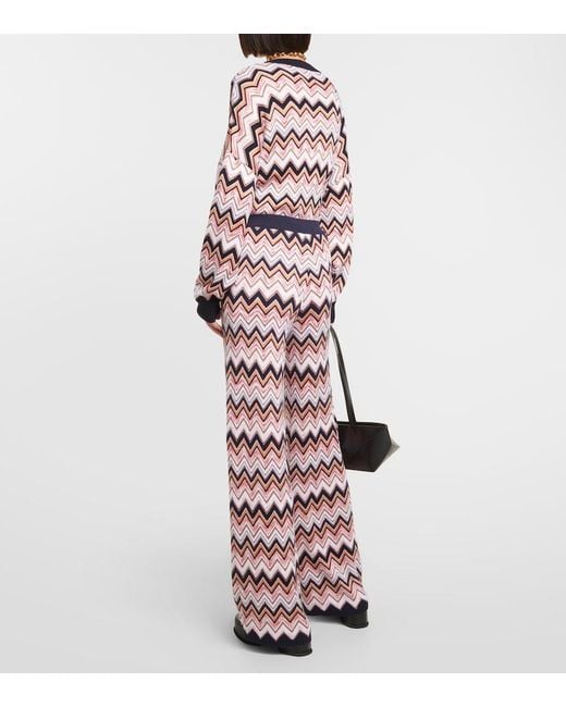 Missoni Red Chevron-Knit Straight Leg Trousers