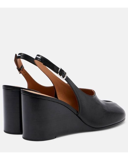 Maison Margiela Black Tabi Leather Slingback Wedge Sandals