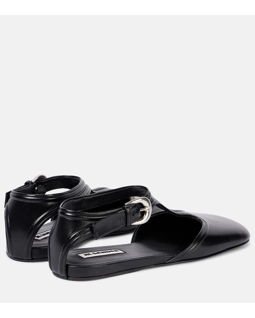 Jil Sander Black Mary-Jane-Ballerinas Aus Leder