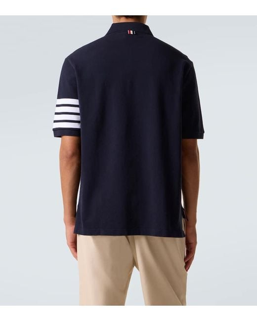 Thom Browne Polohemd 4-Bar Aus Baumwolle in Blue für Herren