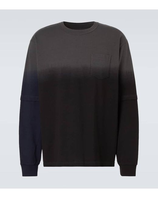 Sacai Black Dyed Cotton Sweatshirt for men