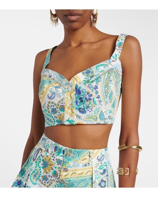Etro Blue Floral Cotton Crop Top