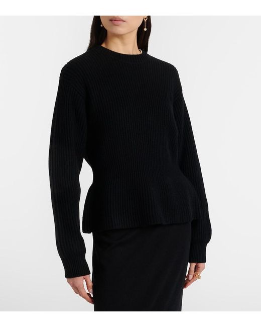 Lisa Yang Black Miriella Ribbed-Knit Cashmere Sweater
