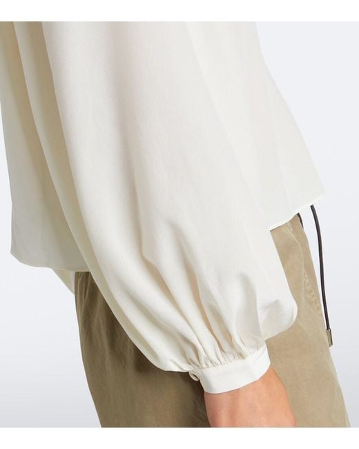 FRAME White Gala Silk Georgette Blouse