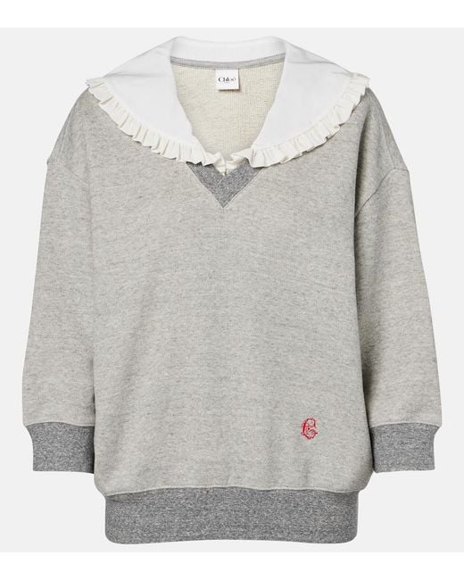 Chloé Gray Cotton-Blend French Terry Sweatshirt
