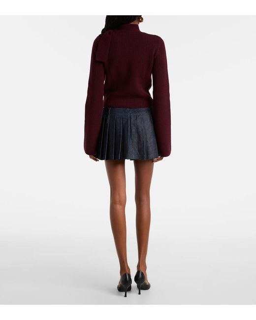 Patou Purple Bow-Detail Wool And Cashmere Sweater