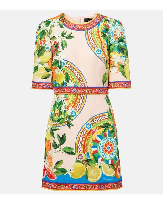Dolce & Gabbana Green Minikleid Aus Einem Baumwollgemisch