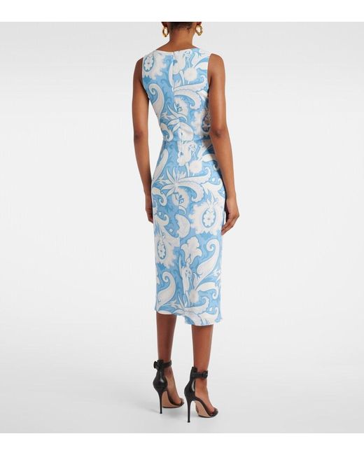 Etro Blue Printed Midi Dress