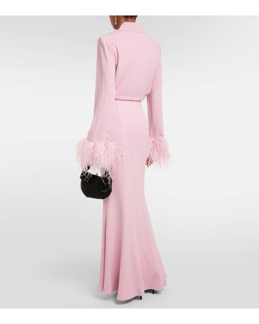Vestido camisero largo de crepe Roland Mouret de color Pink