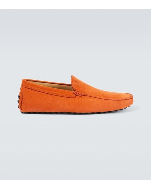 Tod's Orange Gommino Leather Driving Shoes for men