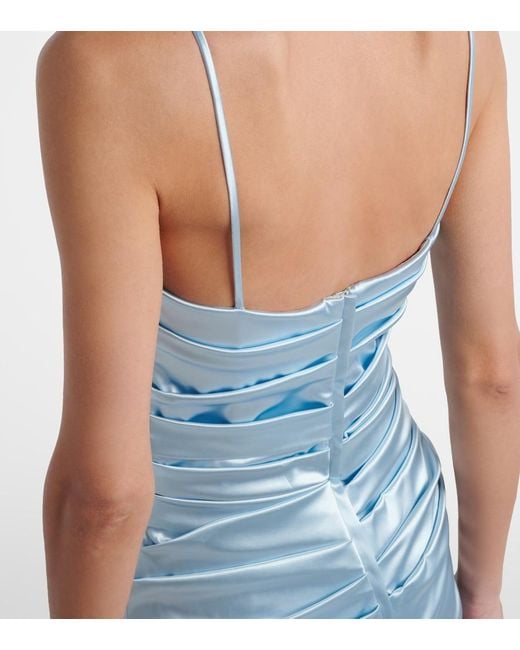 Dolce & Gabbana Blue Draped Satin Mini Dress