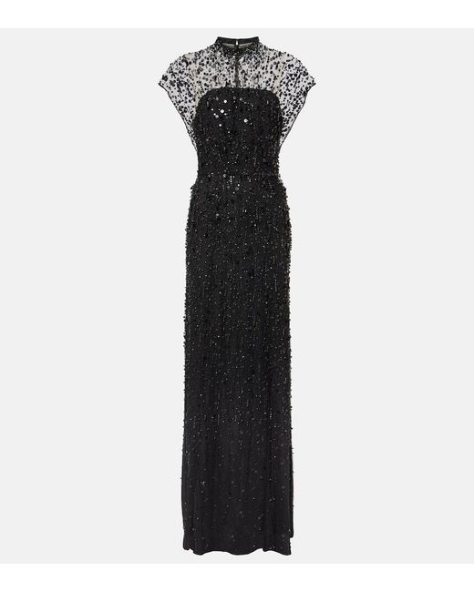 Jenny Packham Black Crystal Drop Gown