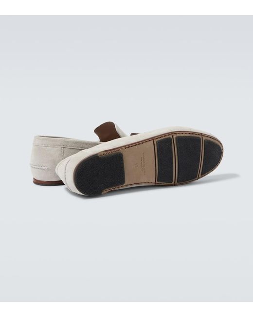 Manolo Blahnik Loafers Alder Aus Veloursleder in White für Herren