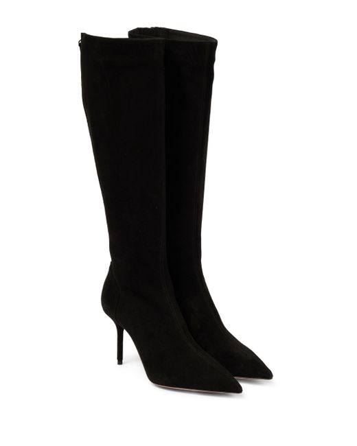 Aquazzura Saint Honore 85 Suede Boots in Black Lyst UK